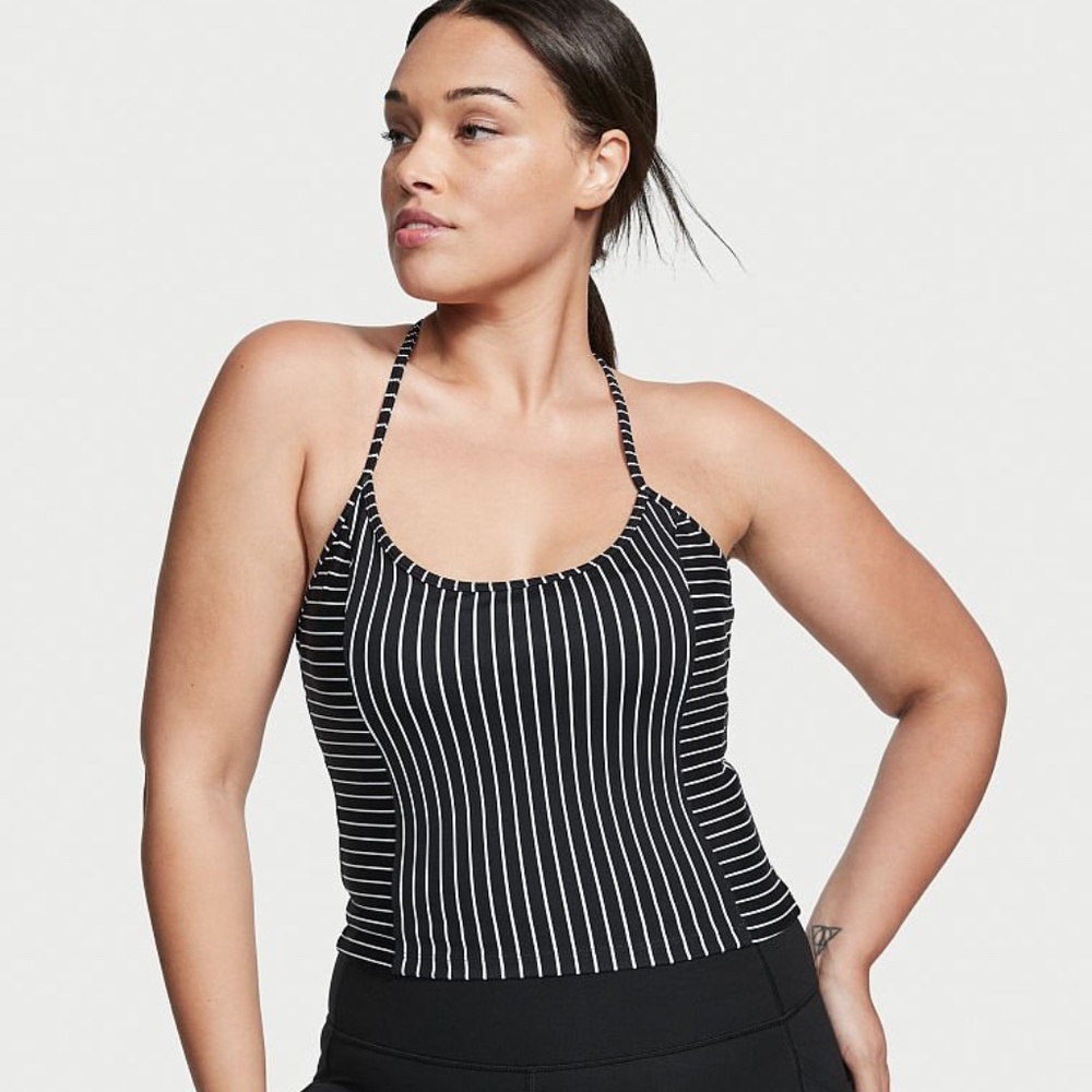 Victoria's Secret Essential Tank Top Black Pin Stripe XL NEW
